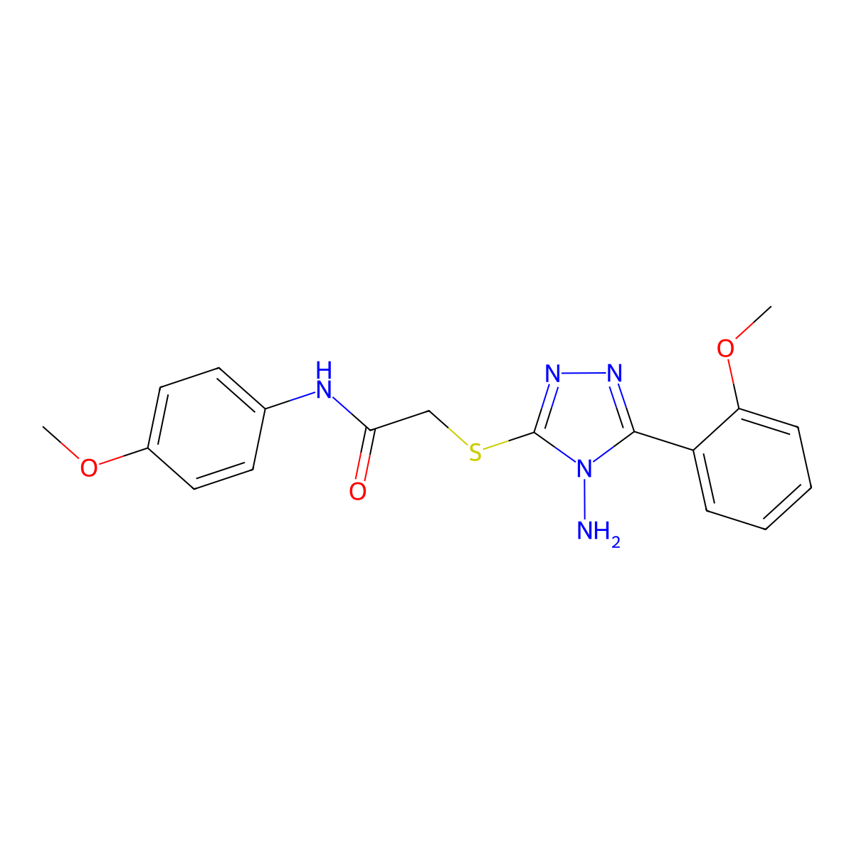 2-{[4-amino-5-(2-methoxyphenyl)-4H-1,2,4-triazol-3-yl]sulfanyl}-N-(4-methoxyphenyl)acetamide molecular structure, CAS 587012-94-0