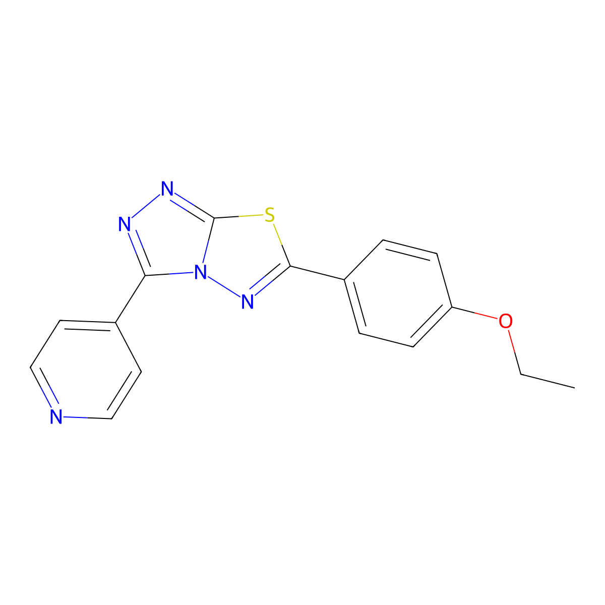 6-(4-Ethoxyphenyl)-3-pyridin-4-yl-[1,2,4]triazolo[3,4-b][1,3,4]thiadiazole molecular structure, CAS 587013-06-7