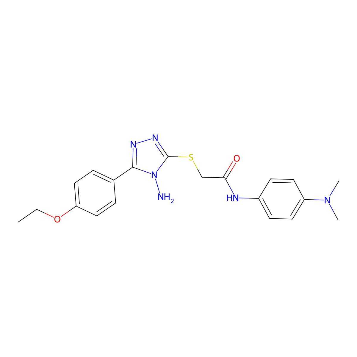2-{[4-amino-5-(4-ethoxyphenyl)-4H-1,2,4-triazol-3-yl]sulfanyl}-N-[4-(dimethylamino)phenyl]acetamide molecular structure, CAS 587013-27-2