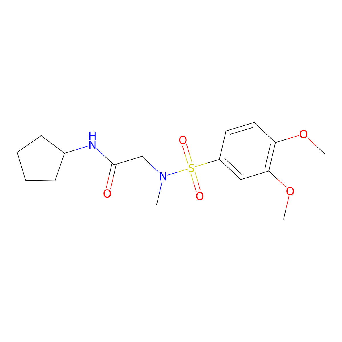 N-cyclopentyl-2-[(3,4-dimethoxyphenyl)sulfonyl-methylamino]acetamide molecular structure, CAS 587013-41-0