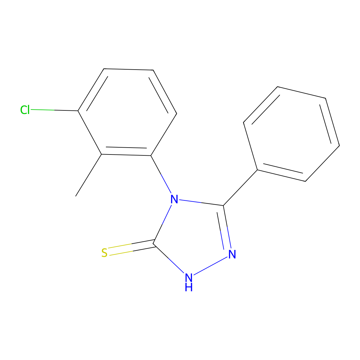 4-(3-chloro-2-methylphenyl)-5-phenyl-4H-1,2,4-triazole-3-thiol molecular structure, CAS 587013-63-6