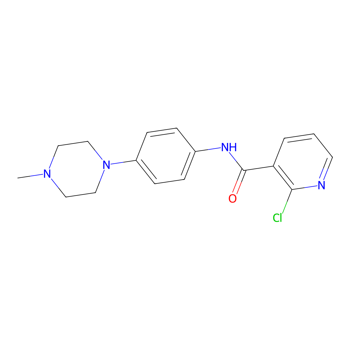 2-chloro-N-[4-(4-methylpiperazin-1-yl)phenyl]pyridine-3-carboxamide molecular structure, CAS 587013-72-7