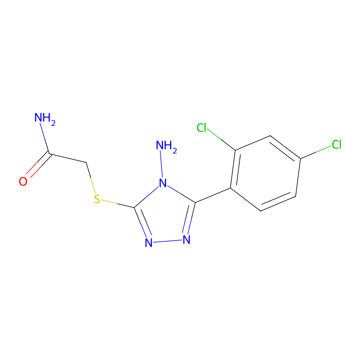2-((4-Amino-5-(2,4-dichlorophenyl)-4H-1,2,4-triazol-3-YL)thio)acetamide molecular structure, CAS 587013-75-0