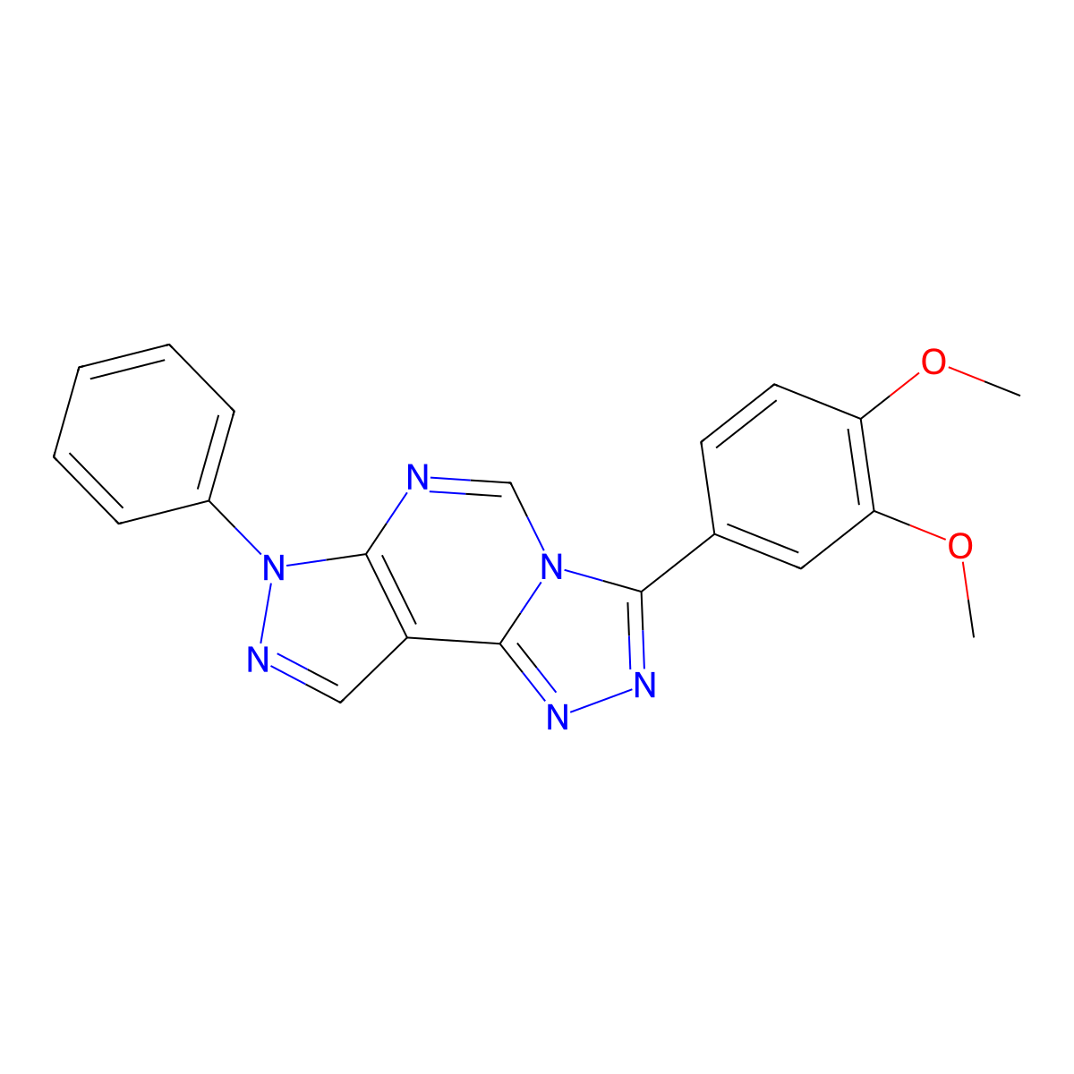 3-(3,4-dimethoxyphenyl)-7-phenyl-7H-pyrazolo[4,3-e][1,2,4]triazolo[4,3-c]pyrimidine molecular structure, CAS 587013-80-7