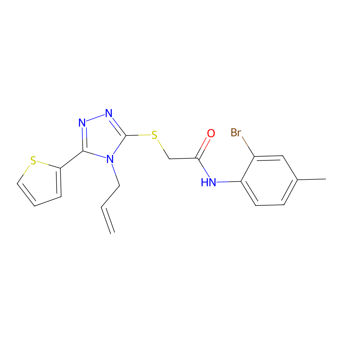 2-{[4-Allyl-5-(2-thienyl)-4H-1,2,4-triazol-3-YL]sulfanyl}-N-(2-bromo-4-methylphenyl)acetamide molecular structure, CAS 587013-88-5