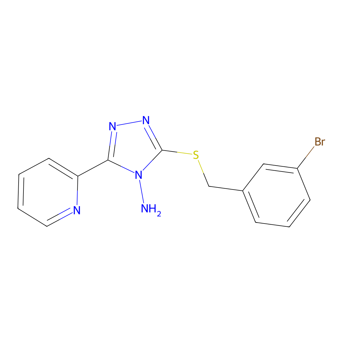 3-[(3-Bromophenyl)methylthio]-5-(2-pyridyl)-1,2,4-triazole-4-ylamine molecular structure, CAS 587013-94-3