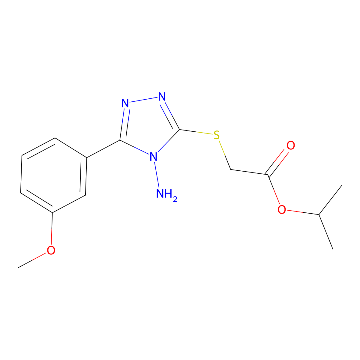 Methylethyl 2-[4-amino-5-(3-methoxyphenyl)-1,2,4-triazol-3-ylthio]acetate molecular structure, CAS 587014-05-9
