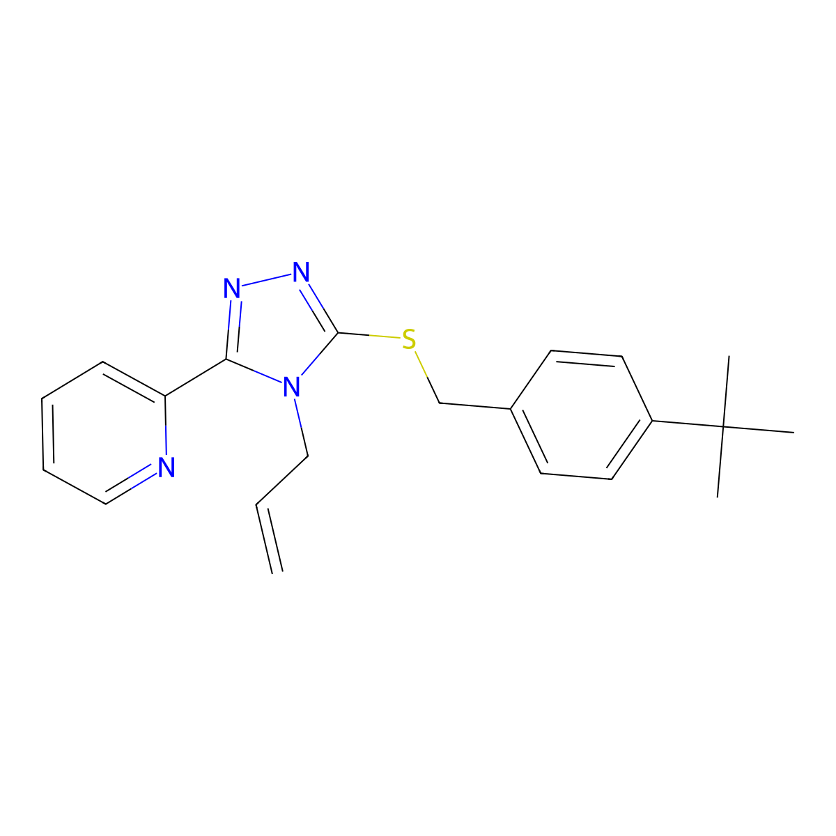 2-(4-Allyl-5-((4-tert-butylbenzyl)thio)-4H-1,2,4-triazol-3-YL)pyridine molecular structure, CAS 587014-36-6