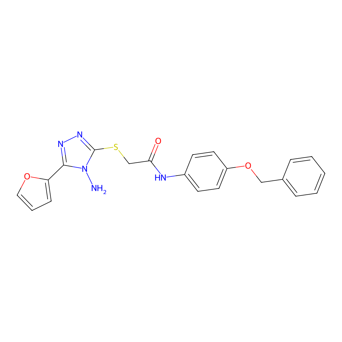 2-{[4-amino-5-(furan-2-yl)-4H-1,2,4-triazol-3-yl]sulfanyl}-N-[4-(benzyloxy)phenyl]acetamide molecular structure, CAS 587014-54-8