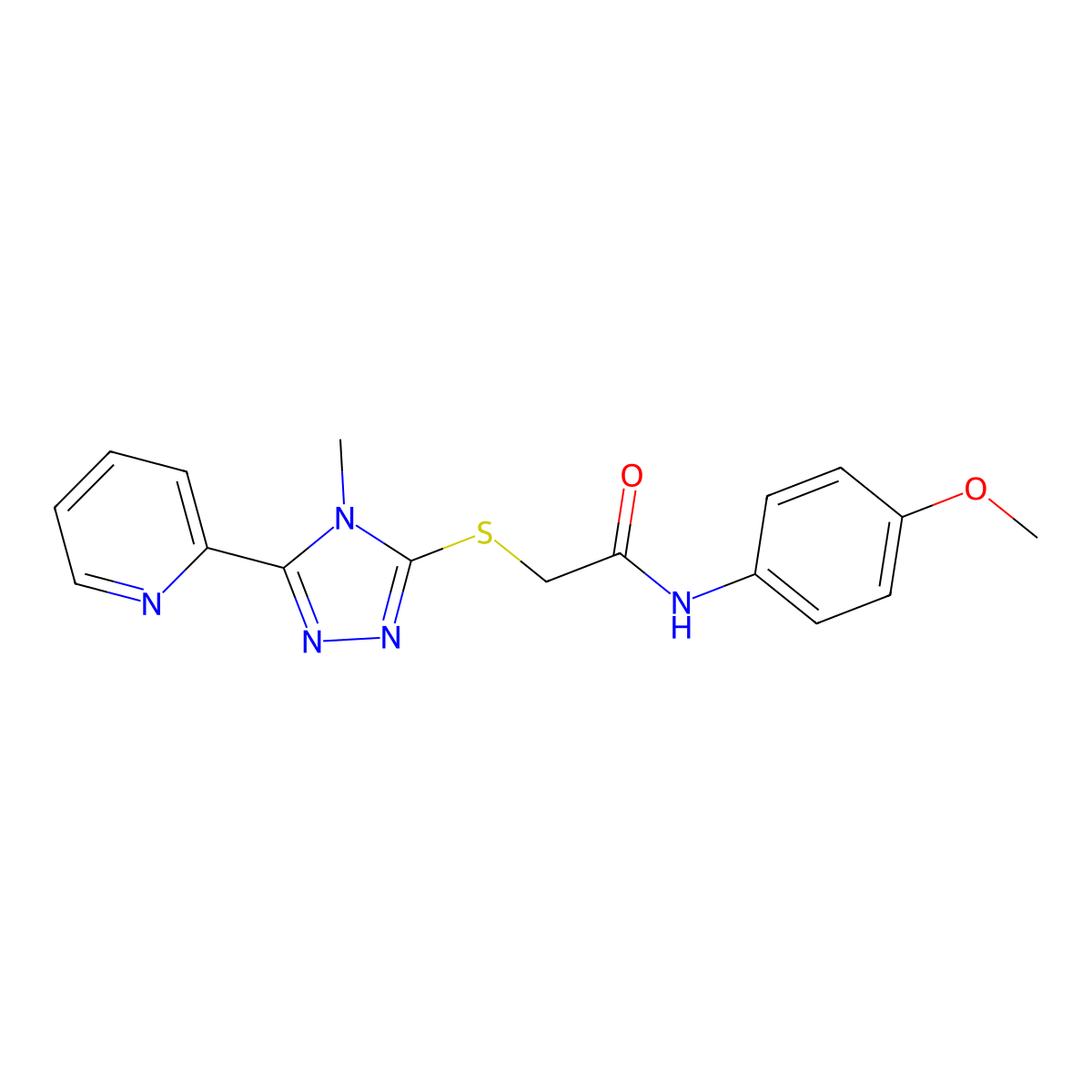 N-(4-methoxyphenyl)-2-{[4-methyl-5-(pyridin-2-yl)-4H-1,2,4-triazol-3-yl]sulfanyl}acetamide molecular structure, CAS 587014-67-3