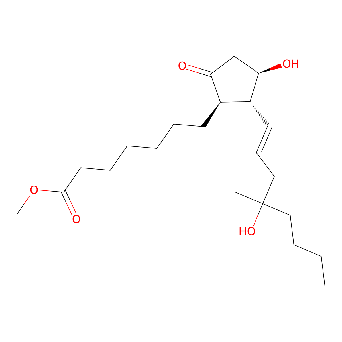 7-[(1R,2R,3R)-3-hydroxy-2-(4-hydroxy-4-methyloct-1-enyl)-5-oxocyclopentyl]heptanoic acid methyl ester molecular structure, CAS 58717-37-6