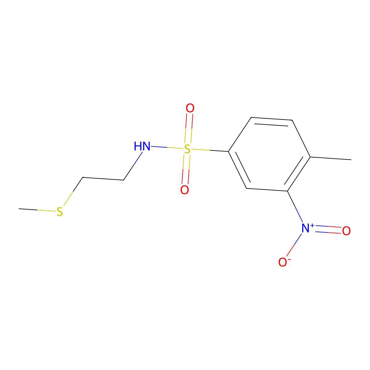 4-Methyl-N-[2-(methylsulfanyl)ethyl]-3-nitrobenzene-1-sulfonamide molecular structure, CAS 5872-93-5