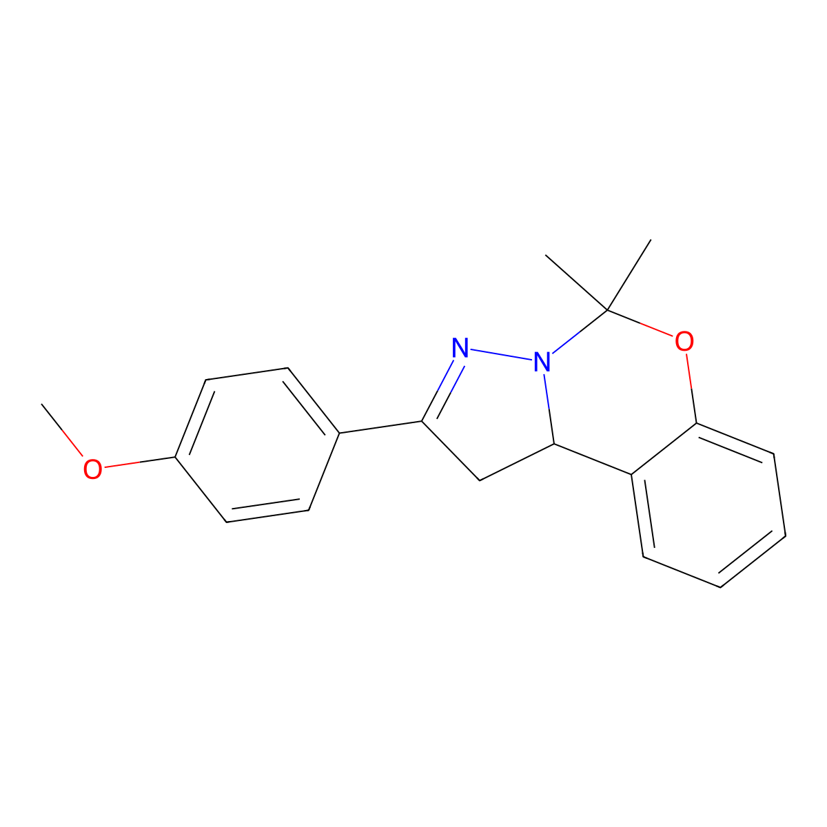 2-(4-Methoxyphenyl)-5,5-dimethyl-1,10B-dihydropyrazolo(1,5-C)(1,3)benzoxazine molecular structure, CAS 58721-54-3