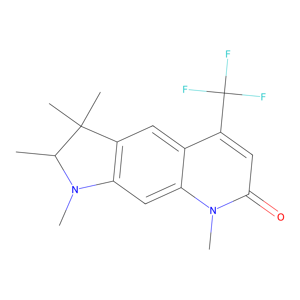 1,2,3,8-Tetrahydro-1,2,3,3,8-pentamethyl-5-(trifluoromethyl)-7H-pyrrolo(3,2-g)quinolin-7-one molecular structure, CAS 58721-74-7