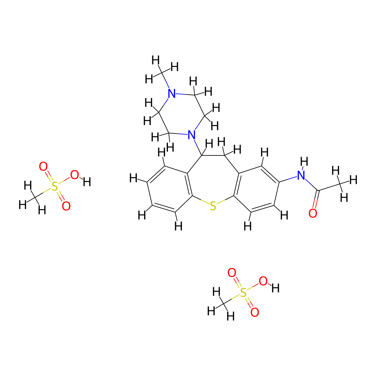 Acetamide, N-(10,11-dihydro-10-(4-methyl-1-piperazinyl)dibenzo(b,f)thiepin-2-yl)-, dimethanesulfonate molecular structure, CAS 58721-93-0