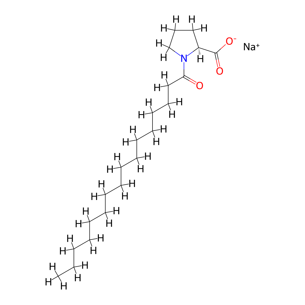 Sodium Palmitoyl Proline molecular structure, CAS 58725-33-0