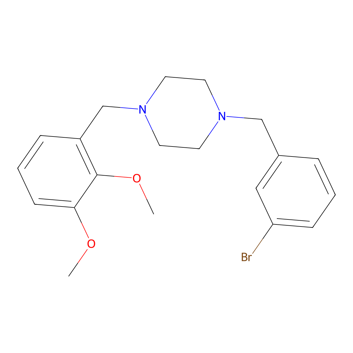 1-(3-Bromobenzyl)-4-(2,3-dimethoxybenzyl)piperazine molecular structure, CAS 5873-12-1