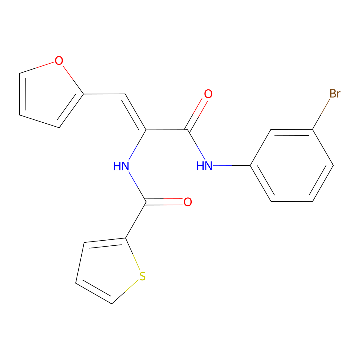 N-[(E)-1-[(3-Bromophenyl)carbamoyl]-2-(2-furyl)ethenyl]thiophene-2-carboxamide molecular structure, CAS 5873-29-0
