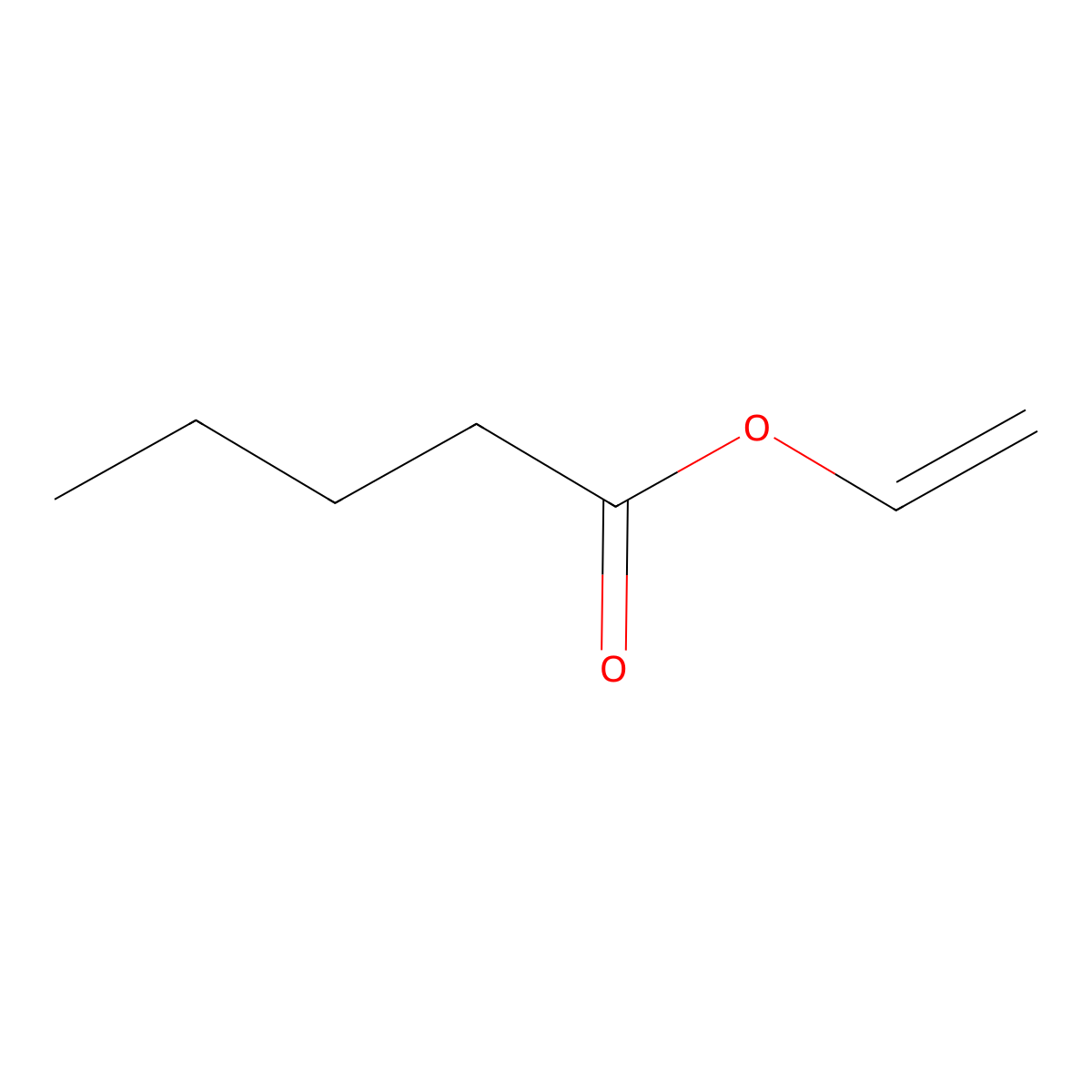 Vinyl valerate molecular structure, CAS 5873-43-8