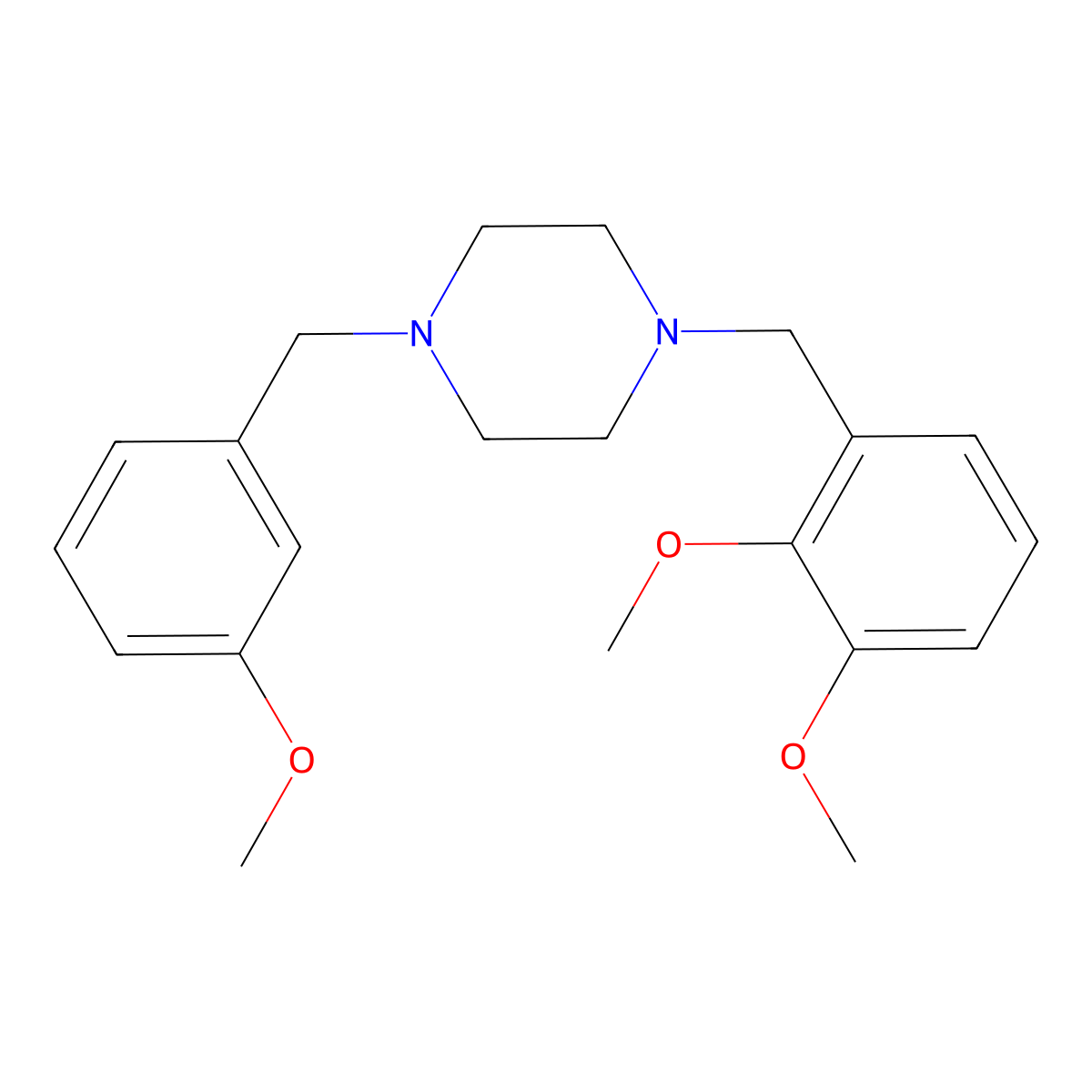 1-(2,3-Dimethoxybenzyl)-4-(3-methoxybenzyl)piperazine molecular structure, CAS 5873-55-2