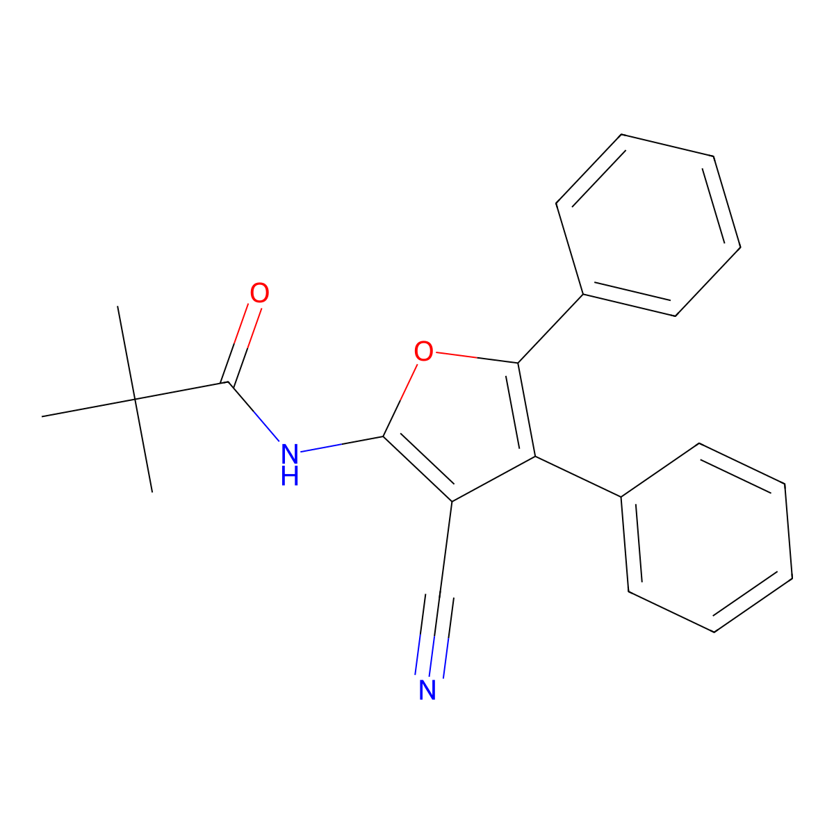 n-(3-Cyano-4,5-diphenyl-2-furyl)-2,2-dimethylpropanamide molecular structure, CAS 5873-64-3