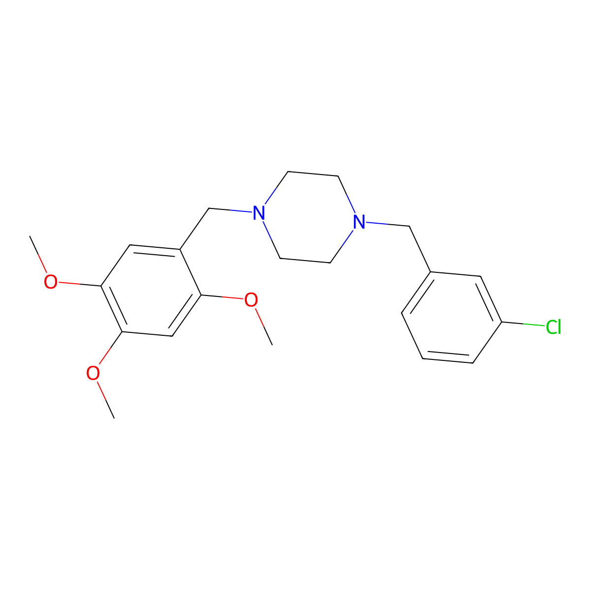 1-[(3-Chlorophenyl)methyl]-4-[(2,4,5-trimethoxyphenyl)methyl]piperazine molecular structure, CAS 5873-88-1