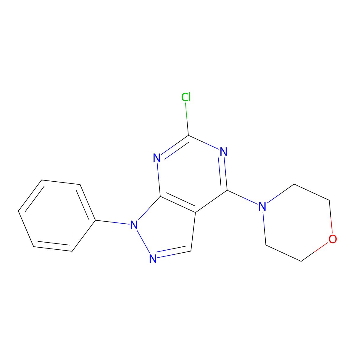 6-Chloro-4-morpholin-4-yl-1-phenyl-1h-pyrazolo[3,4-d]pyrimidine molecular structure, CAS 58732-70-0