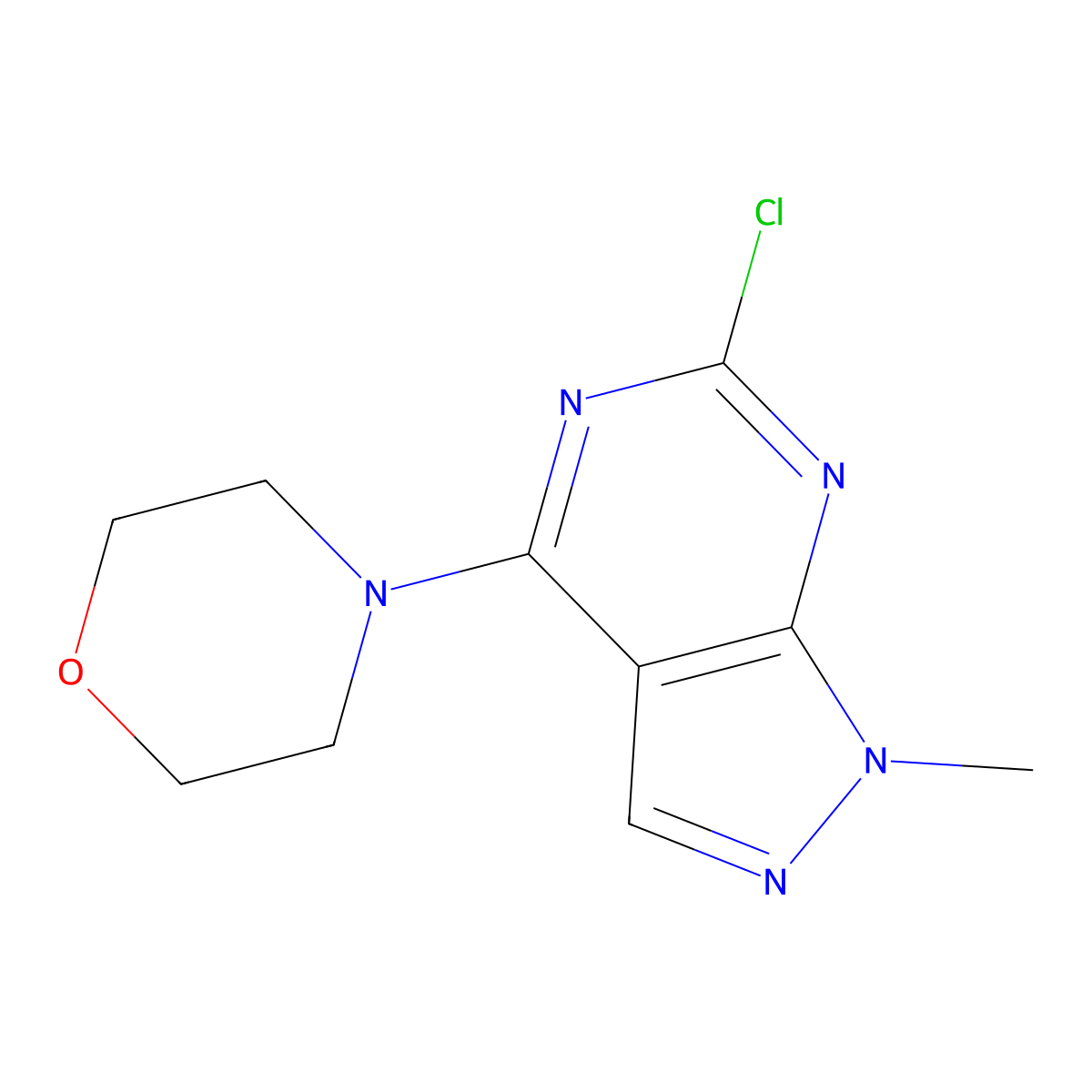 6-Chloro-1-methyl-4-morpholin-4-yl-1H-pyrazolo[3,4-d]pyrimidine molecular structure, CAS 58733-09-8