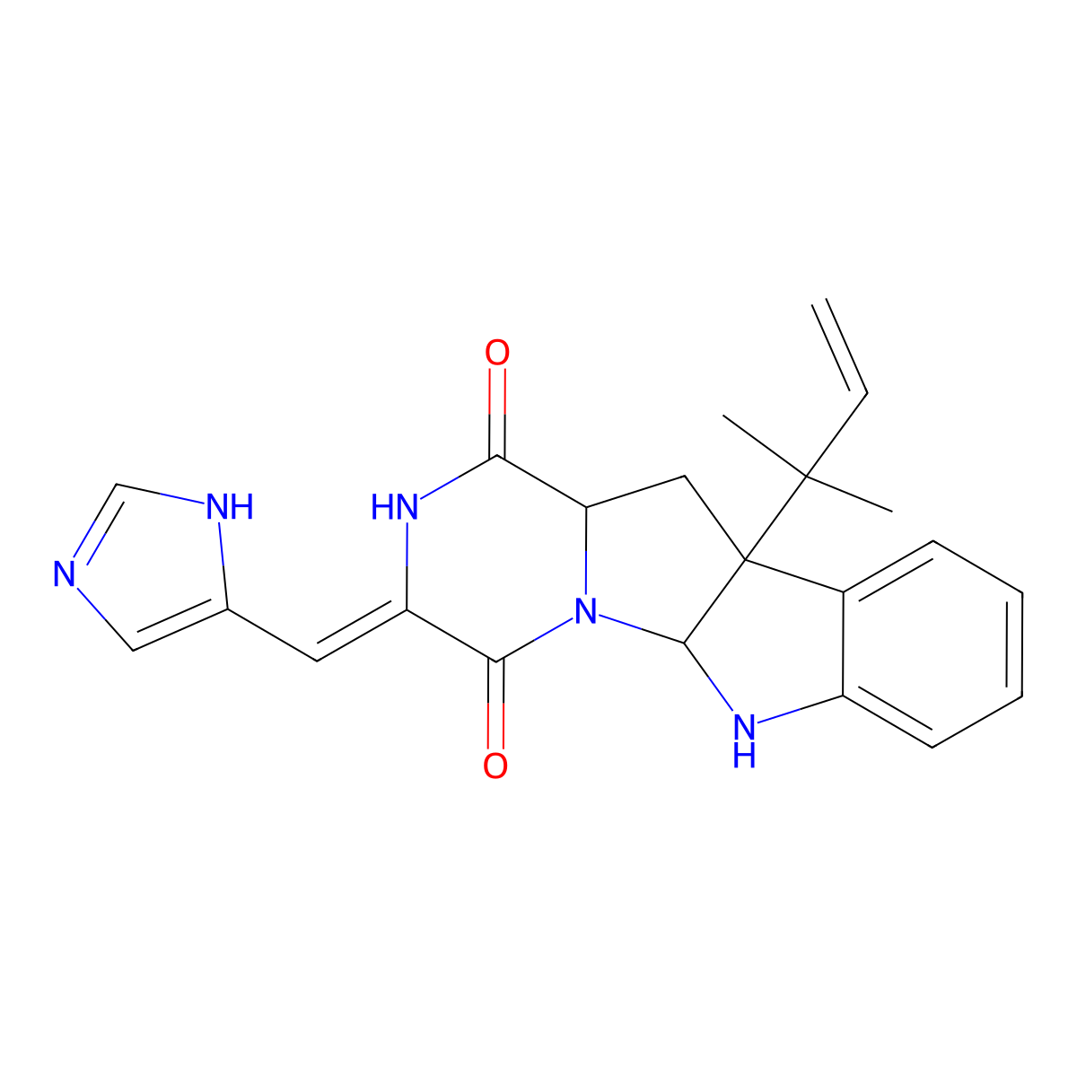 Roquefortine molecular structure, CAS 58735-64-1