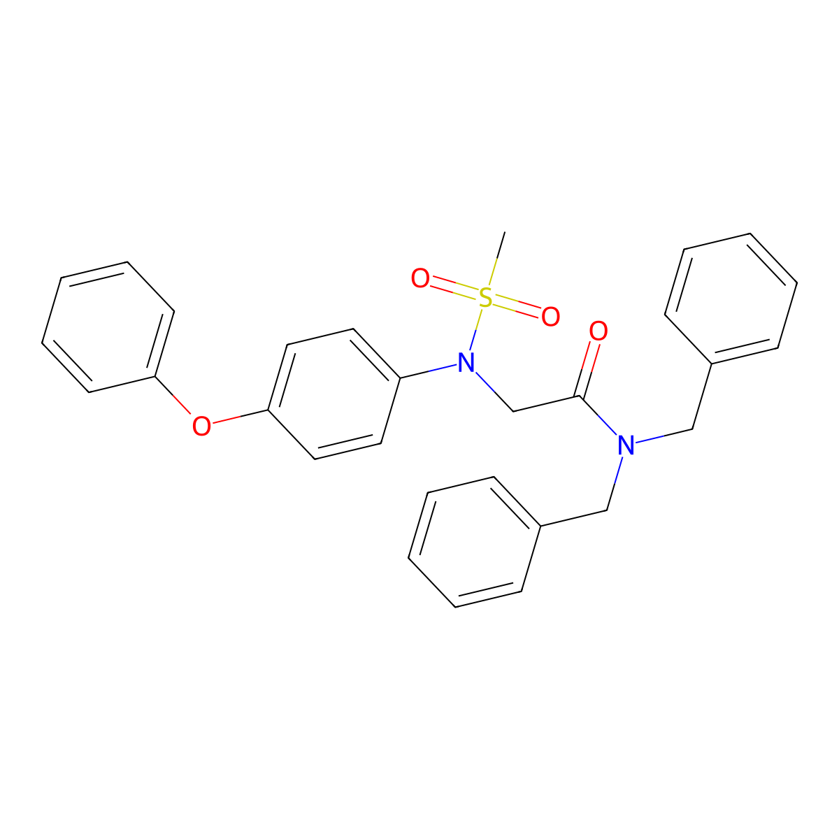 N,N-Dibenzyl-N~2~-(methanesulfonyl)-N~2~-(4-phenoxyphenyl)glycinamide molecular structure, CAS 5874-10-2