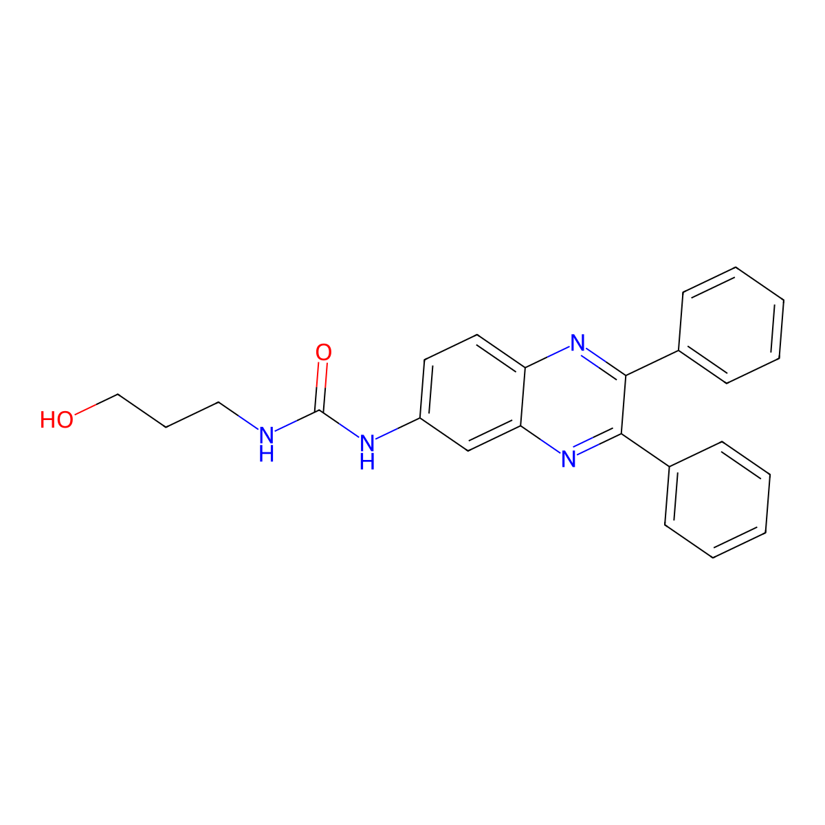 3-(2,3-Diphenylquinoxalin-6-yl)-1-(3-hydroxypropyl)urea molecular structure, CAS 5874-11-3