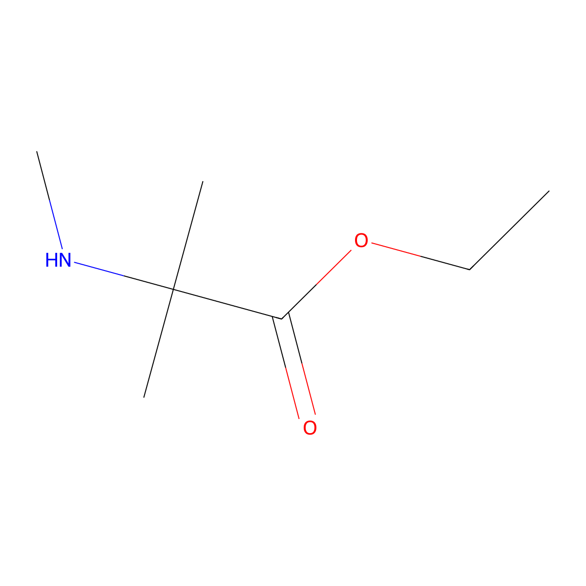 Ethyl 2-methyl-2-(methylamino)propanoate molecular structure, CAS 58743-30-9
