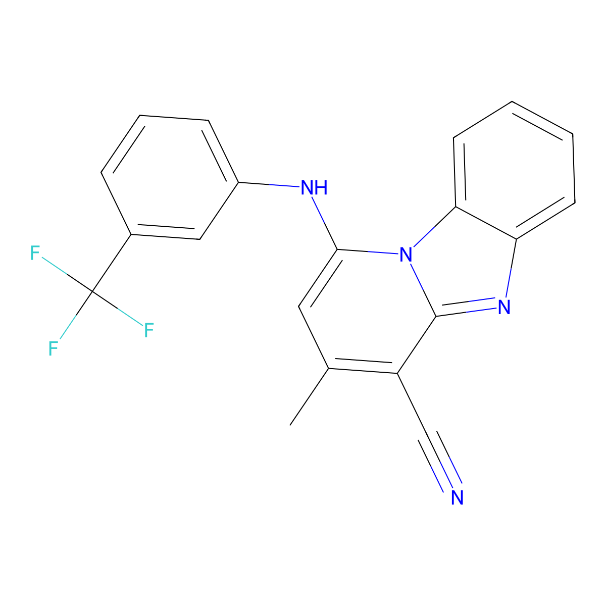 3-Methyl-1-[3-(trifluoromethyl)anilino]pyrido[1,2-a]benzimidazole-4-carbonitrile molecular structure, CAS 5875-03-6