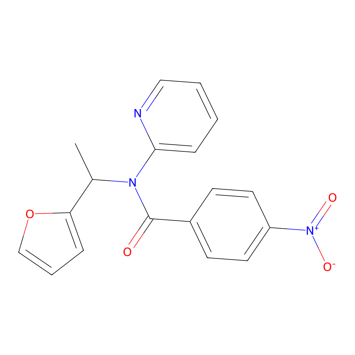N-[1-(furan-2-yl)ethyl]-4-nitro-N-pyridin-2-ylbenzamide molecular structure, CAS 5875-75-2
