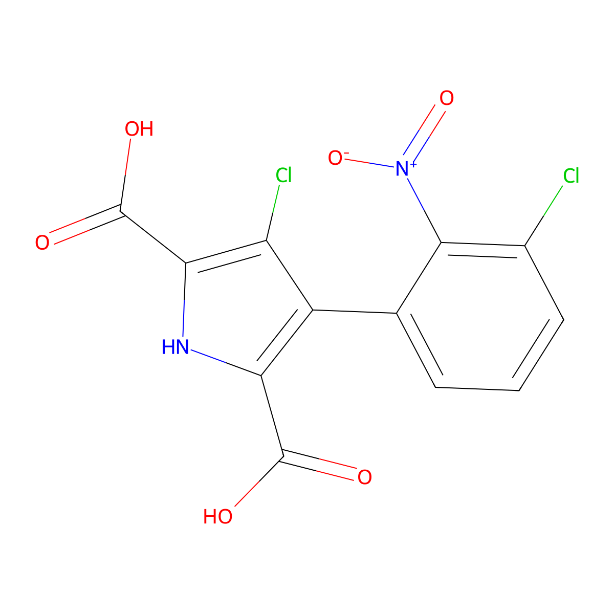 3-Chloro-4-(3-chloro-2-nitrophenyl)-1H-pyrrole-2,5-dicarboxylic acid molecular structure, CAS 5875-88-7