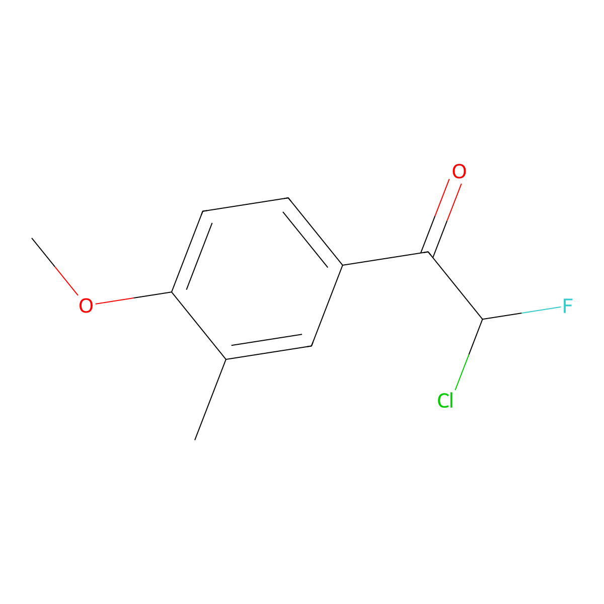 2-Chloro-2-fluoro-1-(4-methoxy-3-methylphenyl)ethanone molecular structure, CAS 58750-70-2