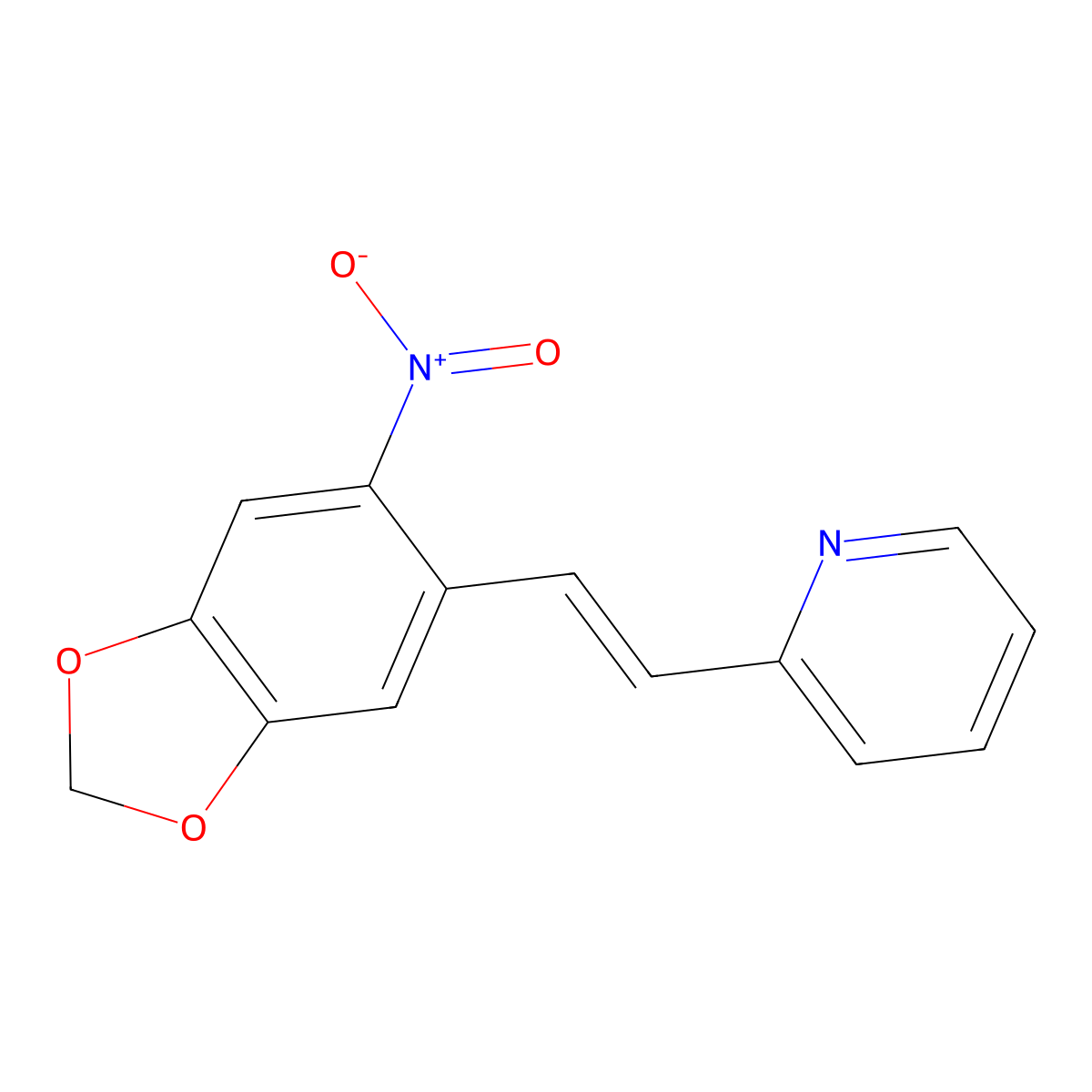 Pyridine, 2-[2-(6-nitro-1,3-benzodioxol-5-yl)ethenyl]- molecular structure, CAS 58754-18-0