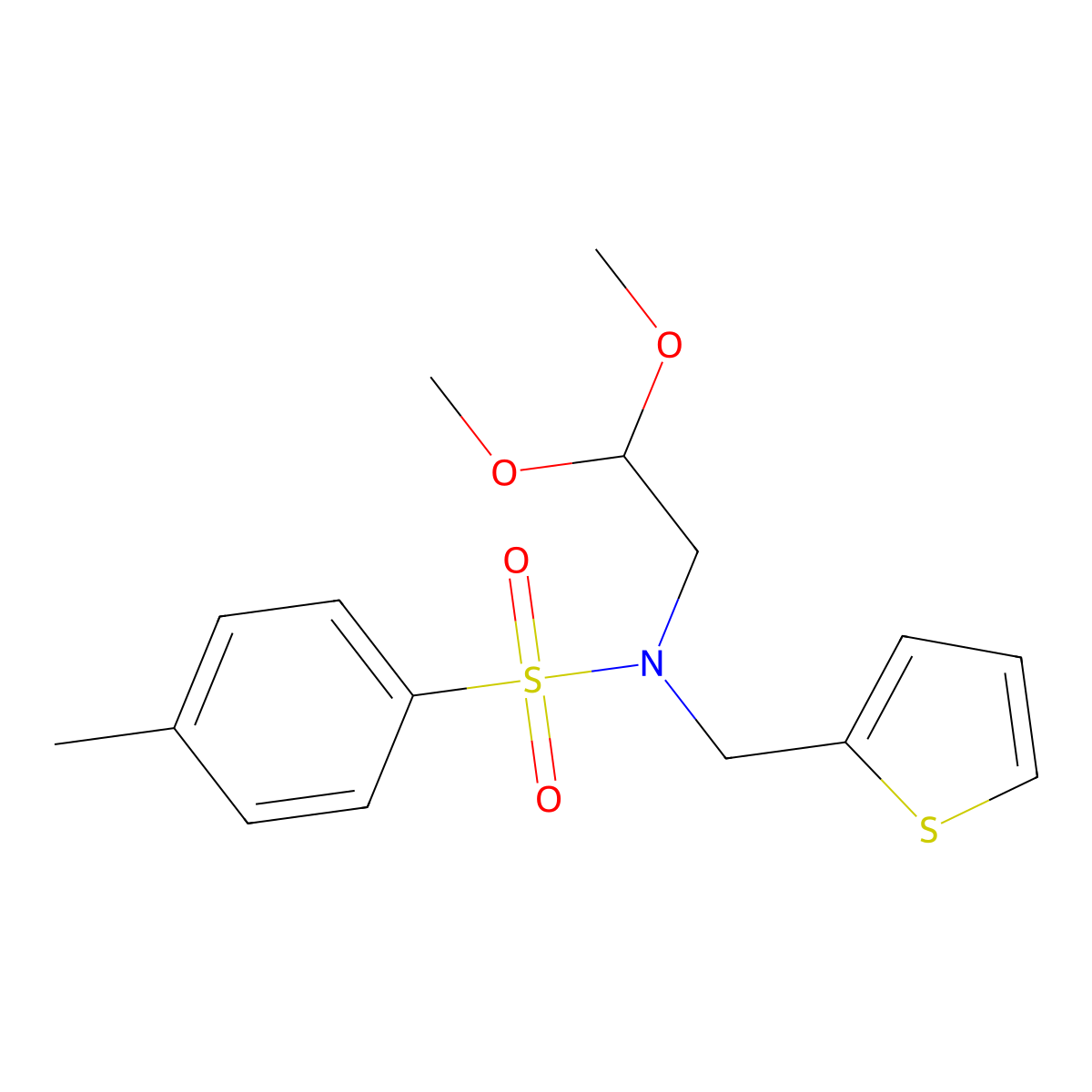 N-(2,2-dimethoxyethyl)-4-methyl-N-(thiophen-2-ylmethyl)benzenesulfonamide molecular structure, CAS 58754-98-6
