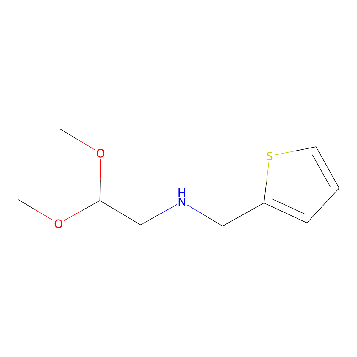 2,2-Dimethoxy-N-(thiophen-2-ylmethyl)ethanamine molecular structure, CAS 58754-99-7
