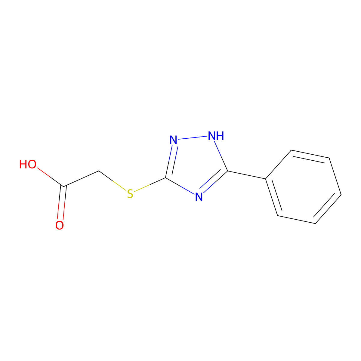 (5-Phenyl-4H-[1,2,4]triazol-3-ylsulfanyl)-acetic acid molecular structure, CAS 58755-01-4