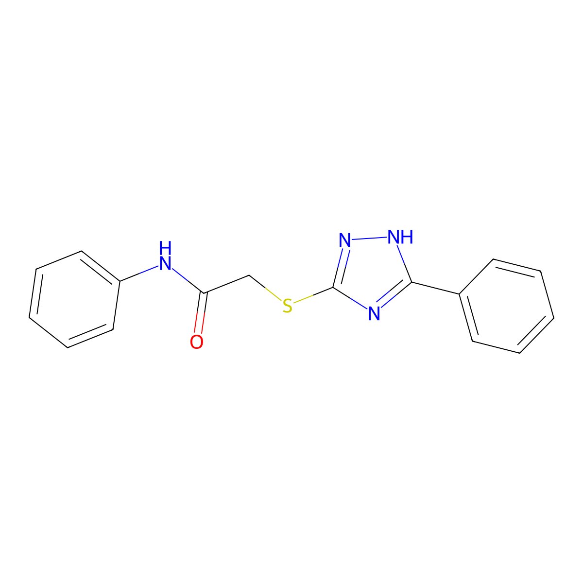 N-Phenyl-2-(5-phenyl-2H-(1,2,4)triazol-3-ylsulfanyl)-acetamide molecular structure, CAS 58755-25-2