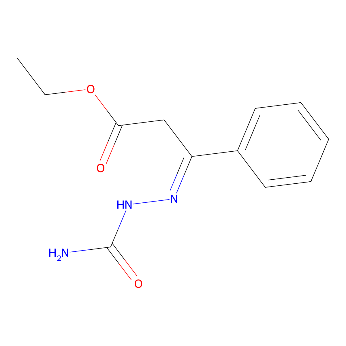 Ethyl 3-(2-carbamoylhydrazineylidene)-3-phenylpropanoate molecular structure, CAS 58756-33-5