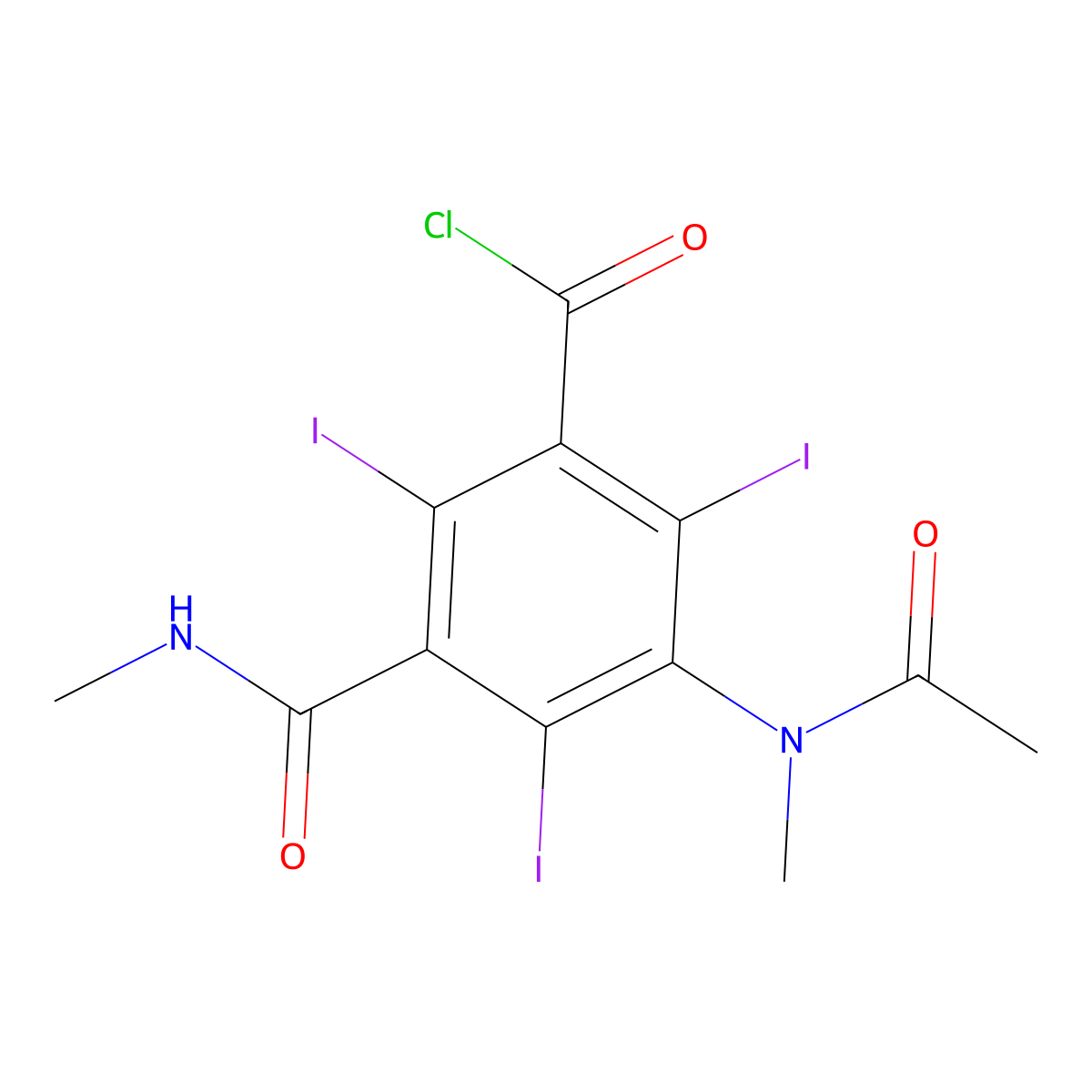 2,4,6-Triiodo-3-(methylacetamido)-5-((methylamino)carbonyl)benzoylchloride molecular structure, CAS 58763-17-0