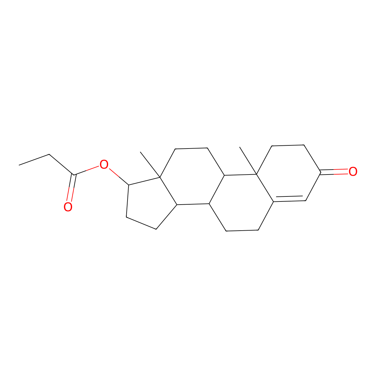 (10,13-Dimethyl-3-oxo-1,2,6,7,8,9,11,12,14,15,16,17-dodecahydrocyclopenta[a]phenanthren-17-yl) propanoate molecular structure, CAS 58769-88-3