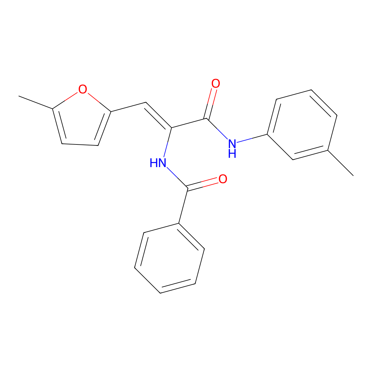 N-[3-(3-methylanilino)-1-(5-methylfuran-2-yl)-3-oxoprop-1-en-2-yl]benzamide molecular structure, CAS 5877-24-7