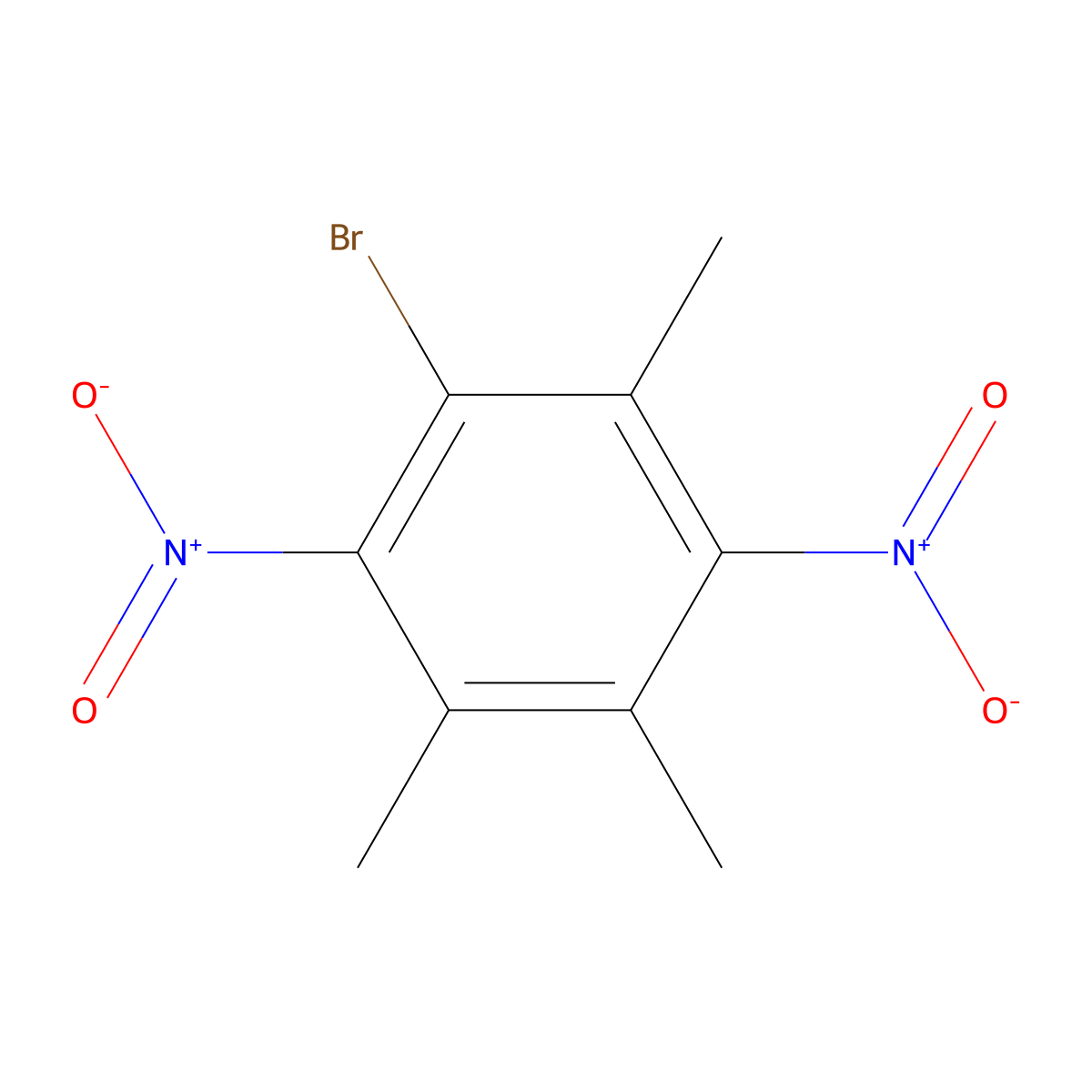 Benzene, 1-bromo-2,4,5-trimethyl-3,6-dinitro- molecular structure, CAS 5877-60-1