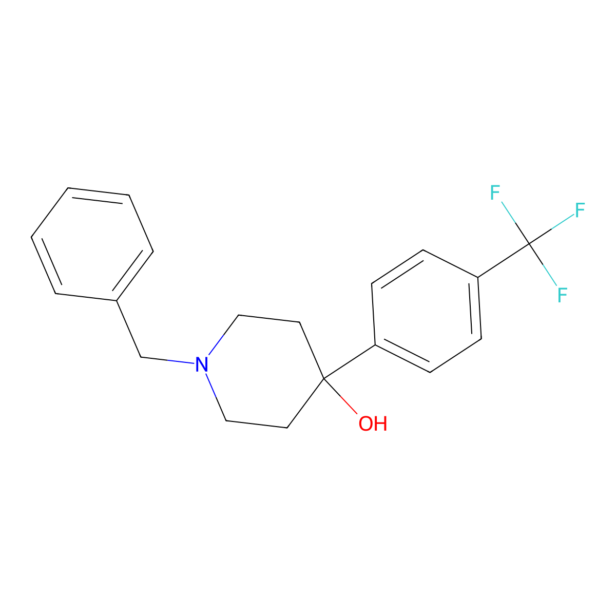 1-Benzyl-4-(4-(trifluoromethyl)phenyl)piperidin-4-ol molecular structure, CAS 58778-51-1