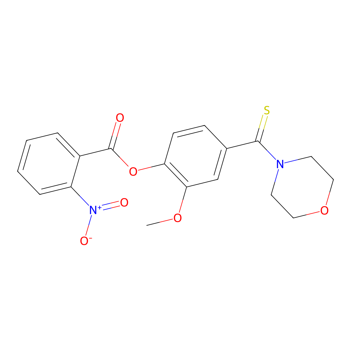 2-Methoxy-4-(4-morpholinylcarbonothioyl)phenyl 2-nitrobenzoate molecular structure, CAS 5878-54-6