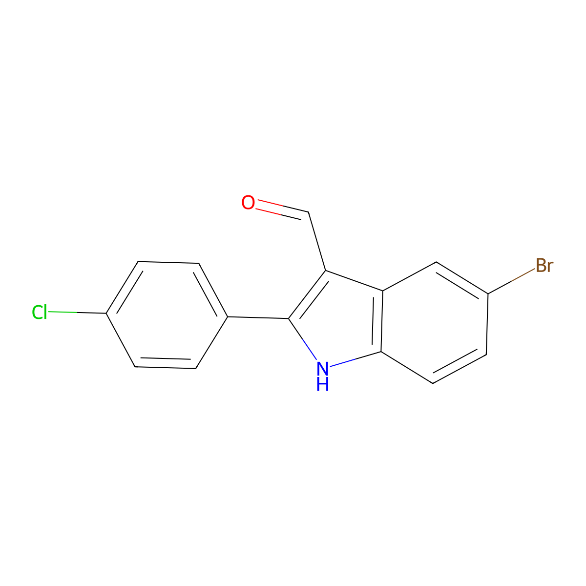 5-bromo-2-(4-chlorophenyl)-1H-indole-3-carbaldehyde molecular structure, CAS 587828-26-0