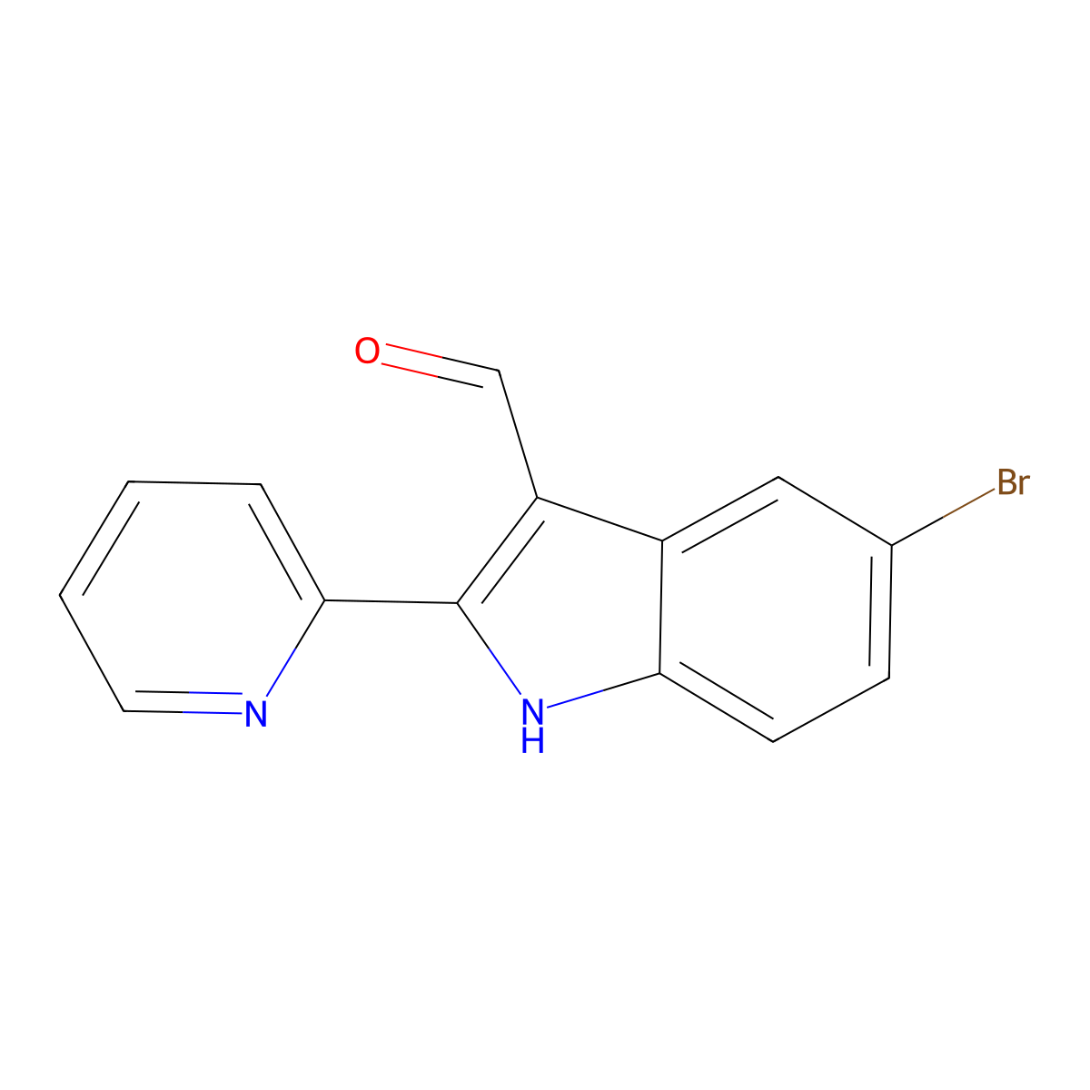 5-Bromo-2-(pyridin-2-yl)-1H-indole-3-carbaldehyde molecular structure, CAS 587828-40-8